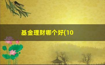 “基金理财哪个好(10万买基金三个月没了)”/