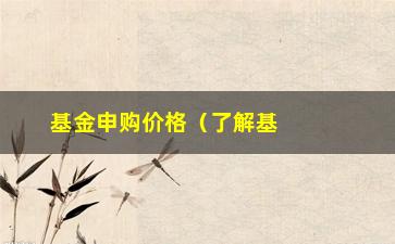 “基金申购价格（了解基金申购价格的相关知识）”/