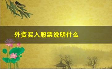 “外资买入股票说明什么区别(股票外资卖出说明什么)”/