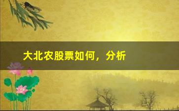 “大北农股票如何，分析大北农股票的投资价值及风险”/