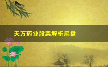 “天方药业股票解析尾盘成交量蕴含的背后含义”/