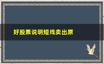 “好股票说明短线卖出原则”/