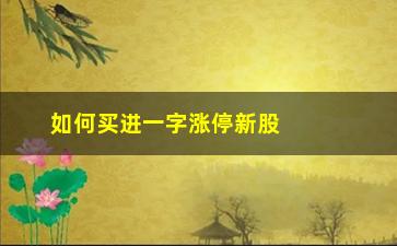 “如何买进一字涨停新股(新股涨停能买进吗)”/