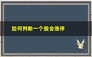 “如何判断一个股会涨停(如何判断个股有主力)”/