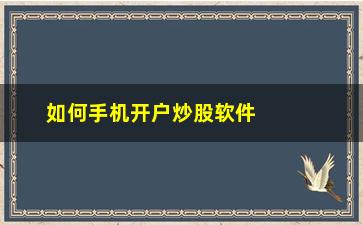 “如何手机开户炒股软件下载(手机如何开户炒股)”/