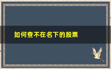 “如何查不在名下的股票(如何查询名下的股票)”/