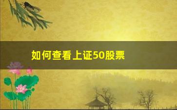 “如何查看上证50股票(新纳入上证50股票)”/