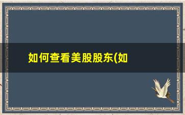 “如何查看美股股东(如何查看美股行情)”/