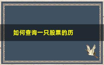 “如何查询一只股票的历史价格(如何查询一只股票的历史交易记录)”/