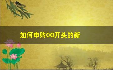 “如何申购00开头的新股(申购7开头新股条件)”/