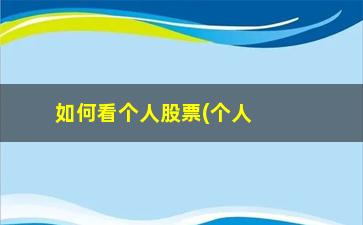 “如何看个人股票(个人如何投资股票)”/