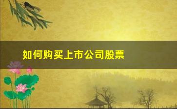 “如何购买上市公司股票(怎么购买即将上市公司的股票)”/