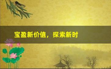 “宝盈新价值，探索新时代金融投资新路径”/