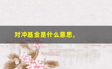 “对冲基金是什么意思，解析对冲基金的定义和运作方式”/