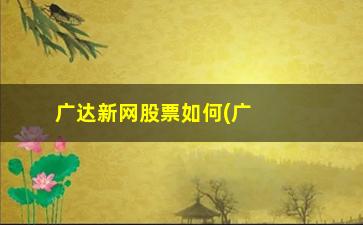 “广达新网股票如何(广达新网宽带客服电话)”/