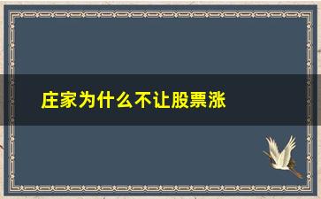 “庄家为什么不让股票涨(股票为什么有庄家)”/