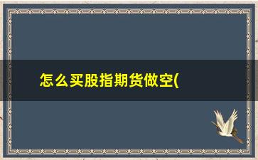 “怎么买股指期货做空(沪深300股指期货可以做空吗)”/