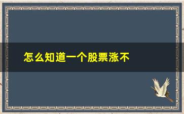 “怎么知道一个股票涨不涨(如何判断股票能涨多少)”/