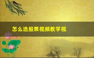 “怎么选股票视频教学视频教程(选股票的基本方法和技巧视频)”/