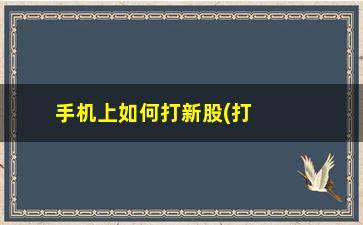 “手机上如何打新股(打新股如何操作)”/