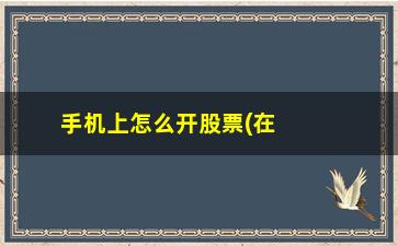 “手机上怎么开股票(在手机上怎么开股票户)”/