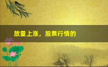 “放量上涨，股票行情的转折点已经到来（股市大咖解读）”/