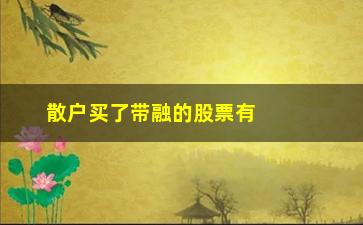 “散户买了带融的股票有什么坏处(散户买几只股票合适)”/