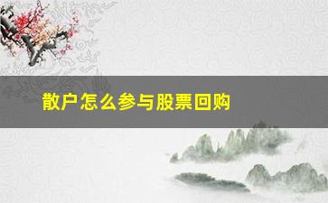 “散户怎么参与股票回购(散户怎么参与股票回购业务)”/