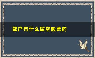 “散户有什么做空股票的方法”/