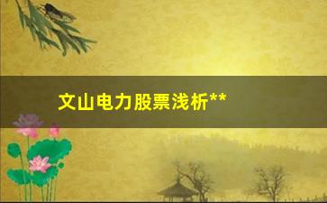 “文山电力股票浅析**抓涨停法宝——BIAS指标”/