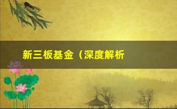 “新三板基金（深度解析新三板基金的投资机会）”/