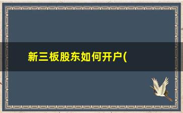 “新三板股东如何开户(新三板股票怎么开户)”/