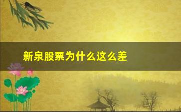 “新泉股票为什么这么差(国美股票为什么这么低)”/