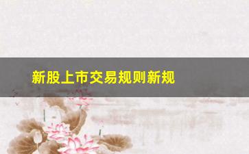 “新股上市交易规则新规(新股上市交易规则新规上涨上限)”/