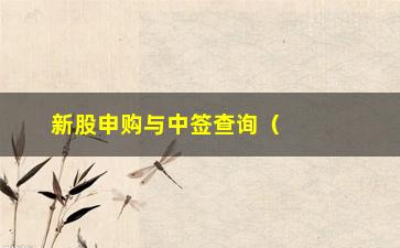 “新股申购与中签查询（了解申购新股的方法和中签查询的技巧）”/