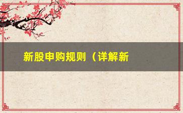 “新股申购规则（详解新股申购的注意事项和流程）”/