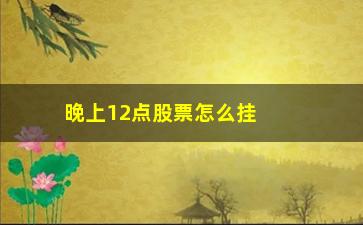 “晚上12点股票怎么挂单(股票晚上怎么交易)”/