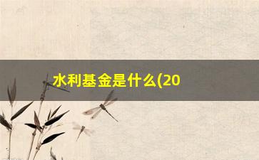 “水利基金是什么(2023年水利基金减免政策)”/