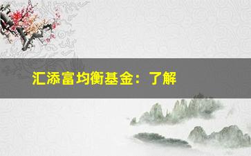 “汇添富均衡基金：了解其投资策略和收益表现”/