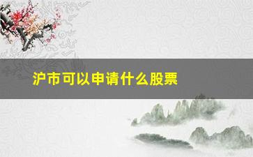 “沪市可以申请什么股票(上海沪市股票以什么开头)”/