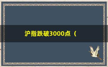 “沪指跌破3000点（股市大跌，投资者需谨慎）”/