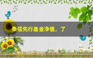 “泰信先行基金净值，了解泰信先行基金的最新净值情况”/