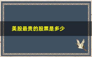 “美股最贵的股票是多少钱一股？，探究美股最贵股票的市场价格”/