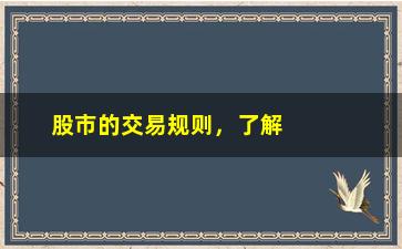 “股市的交易规则，了解股市交易的基本规则”/