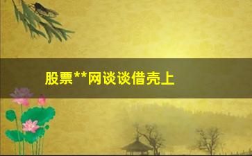 “股票**网谈谈借壳上市之后多久可以**”/