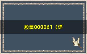 “股票000061（详细分析该股票的走势和投资建议）”/