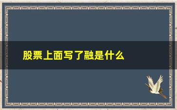 “股票上面写了融是什么意思(股票前面xd什么意思)”/