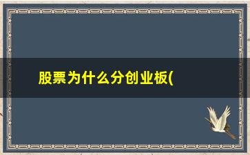 “股票为什么分创业板(新手为什么不能买创业板的股票)”/