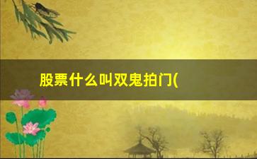 “股票什么叫双鬼拍门(股票什么叫右侧交易)”/