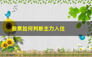 “股票如何判断主力入住(如何判断一个股票有没有主力)”/